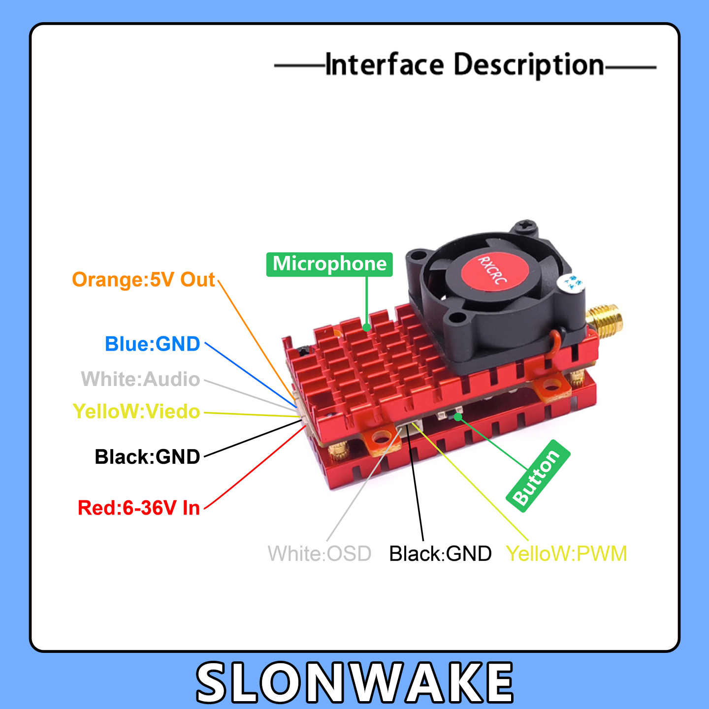 SLONWAKE 5.8G 2W VTX FPV 1800T - Drone Rc Board avaliação e preço
