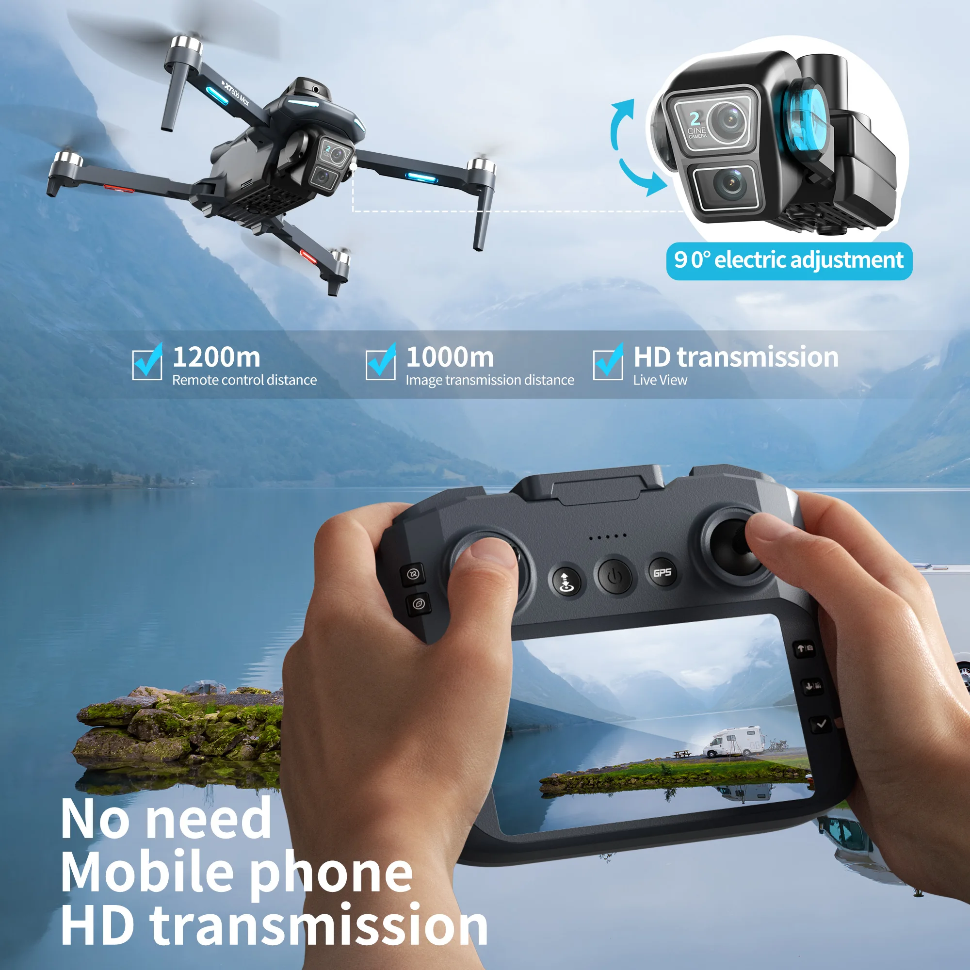 Drone GPS Lenovo XT606 MAX com - Rc Drone E88 avaliação e preço