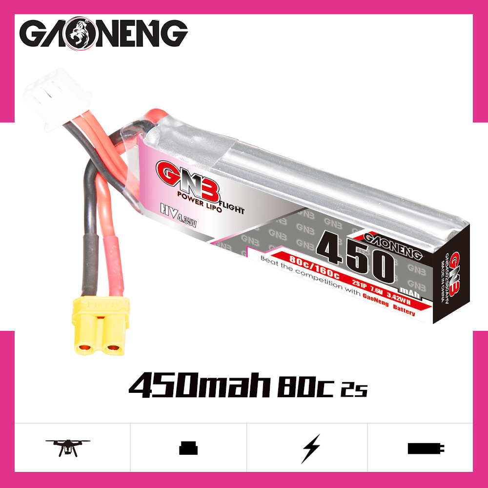Bateria lipo gnb hv 2s 7.6v 45 - Drone Rc Board avaliação e preço